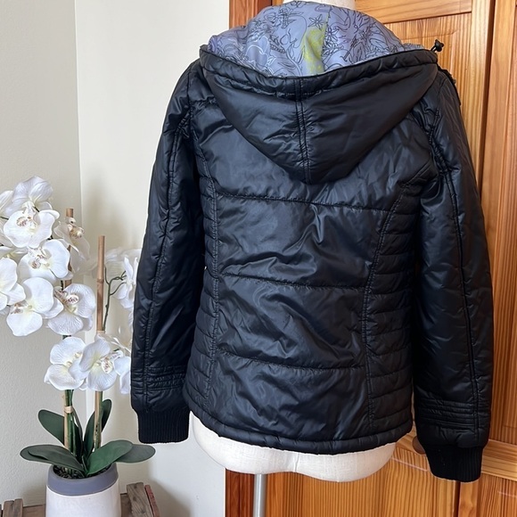 Fox Racing Black Puffer Jacket Coat Small Hooded Rare - Picture 8 of 11